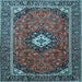 Square Medallion Light Blue Traditional Rug, tr3794lblu