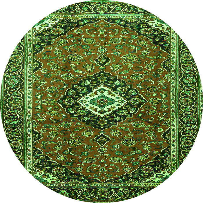 Square Medallion Green Traditional Rug, tr3794grn