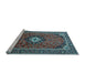 Sideview of Machine Washable Medallion Light Blue Traditional Rug, wshtr3794lblu