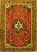 Machine Washable Medallion Yellow Traditional Rug, wshtr3794yw