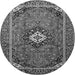 Machine Washable Medallion Gray Traditional Rug, wshtr3794gry