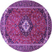 Round Medallion Purple Traditional Rug, tr3794pur