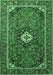 Machine Washable Medallion Emerald Green Traditional Area Rugs, wshtr3794emgrn