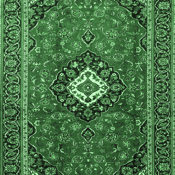 Machine Washable Medallion Emerald Green Traditional Area Rugs, wshtr3794emgrn