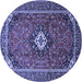 Round Medallion Blue Traditional Rug, tr3794blu