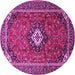 Round Medallion Pink Traditional Rug, tr3794pnk