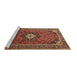 Sideview of Machine Washable Medallion Brown Traditional Rug, wshtr3794brn