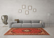 Machine Washable Medallion Orange Traditional Area Rugs in a Living Room, wshtr3794org