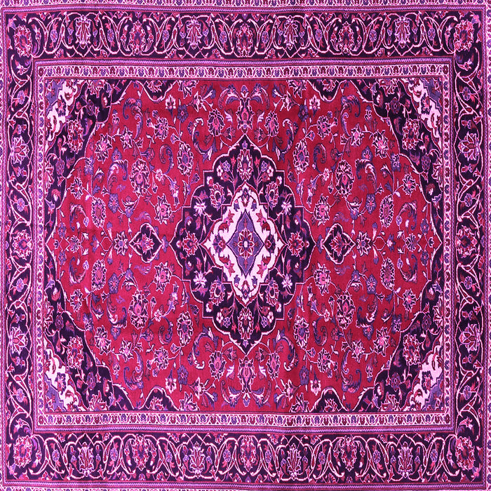 Square Machine Washable Medallion Pink Traditional Rug, wshtr3794pnk