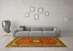 Machine Washable Medallion Yellow Traditional Rug in a Living Room, wshtr3794yw