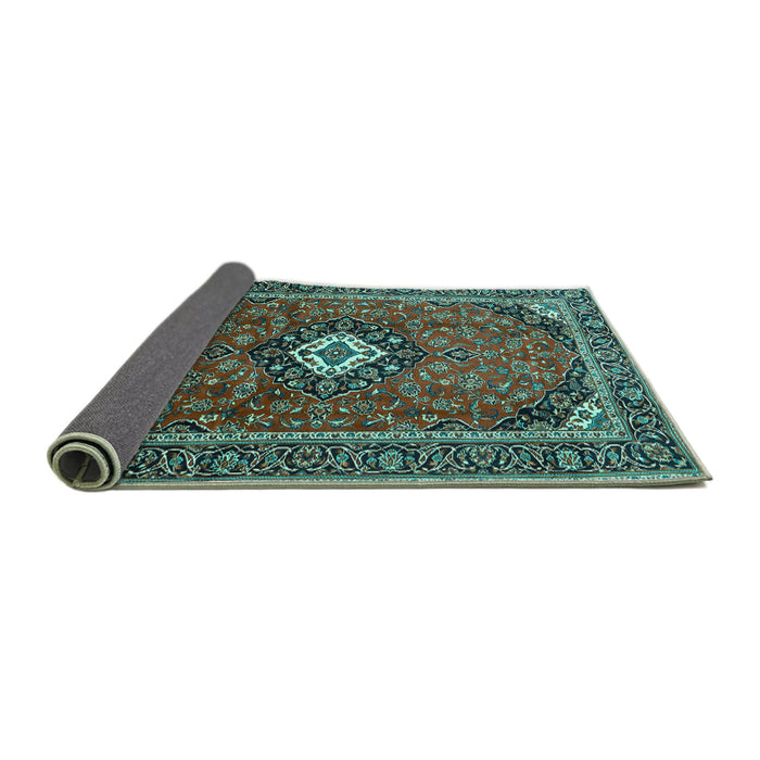 Sideview of Medallion Turquoise Traditional Rug, tr3794turq
