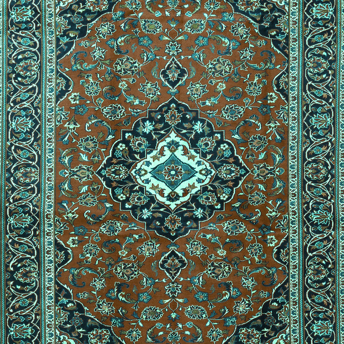 Machine Washable Medallion Turquoise Traditional Area Rugs, wshtr3794turq