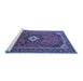 Sideview of Machine Washable Medallion Blue Traditional Rug, wshtr3794blu