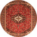 Square Medallion Orange Traditional Rug, tr3794org