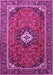 Machine Washable Medallion Pink Traditional Rug, wshtr3794pnk