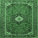 Square Machine Washable Medallion Emerald Green Traditional Area Rugs, wshtr3794emgrn