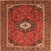 Serging Thickness of Medallion Orange Traditional Rug, tr3794org