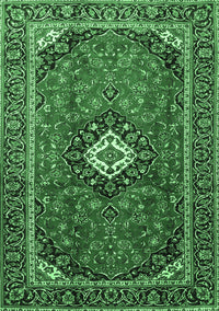 Medallion Emerald Green Traditional Rug, tr3794emgrn