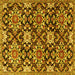 Square Machine Washable Persian Yellow Traditional Rug, wshtr3795yw