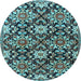 Round Persian Light Blue Traditional Rug, tr3795lblu