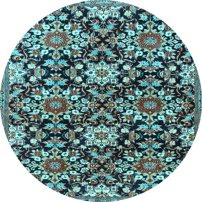 Round Machine Washable Persian Light Blue Traditional Rug, wshtr3795lblu