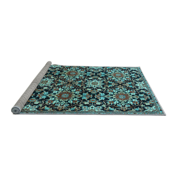 Sideview of Machine Washable Persian Light Blue Traditional Rug, wshtr3795lblu