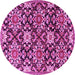 Round Machine Washable Persian Pink Traditional Rug, wshtr3795pnk