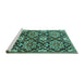 Sideview of Machine Washable Persian Turquoise Traditional Area Rugs, wshtr3795turq