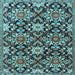 Square Machine Washable Persian Light Blue Traditional Rug, wshtr3795lblu