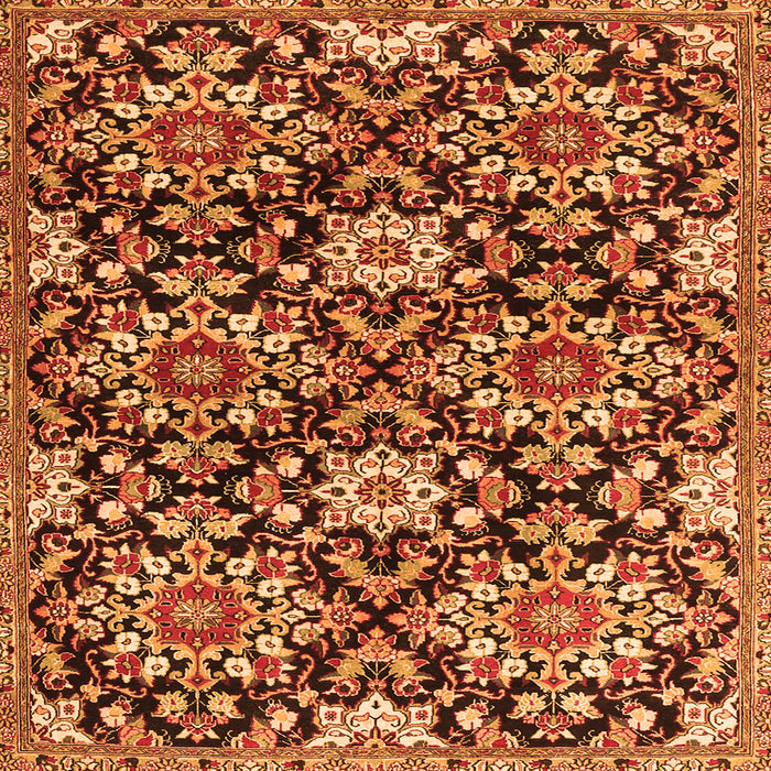 Round Machine Washable Persian Orange Traditional Area Rugs, wshtr3795org