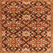 Round Machine Washable Persian Orange Traditional Area Rugs, wshtr3795org