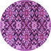 Round Machine Washable Persian Purple Traditional Area Rugs, wshtr3795pur