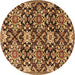 Round Machine Washable Persian Brown Traditional Rug, wshtr3795brn