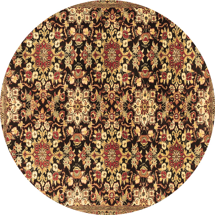 Round Persian Brown Traditional Rug, tr3795brn