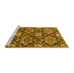 Sideview of Machine Washable Persian Yellow Traditional Rug, wshtr3795yw