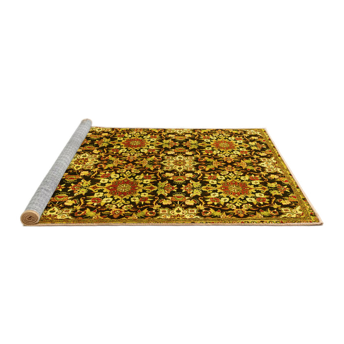 Sideview of Machine Washable Persian Yellow Traditional Rug, wshtr3795yw