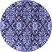 Round Machine Washable Persian Blue Traditional Rug, wshtr3795blu