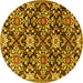 Round Machine Washable Persian Yellow Traditional Rug, wshtr3795yw