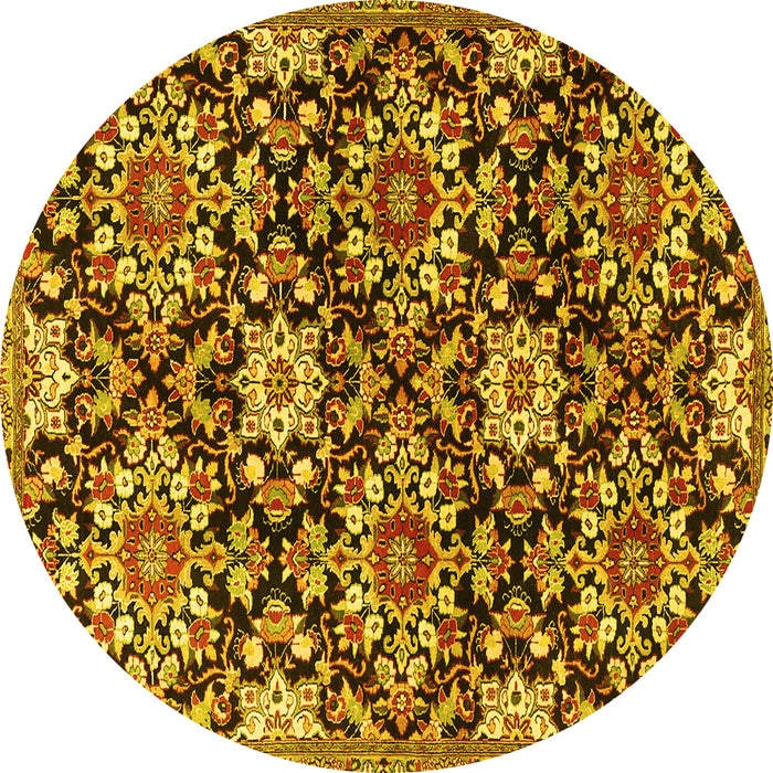 Round Persian Yellow Traditional Rug, tr3795yw