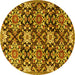 Round Persian Yellow Traditional Rug, tr3795yw