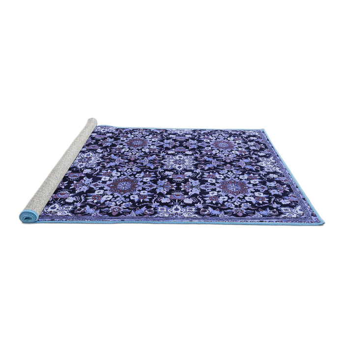 Sideview of Machine Washable Persian Blue Traditional Rug, wshtr3795blu