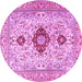 Round Persian Purple Traditional Rug, tr3796pur