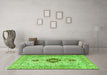 Machine Washable Persian Green Traditional Area Rugs in a Living Room,, wshtr3796grn