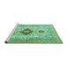 Sideview of Machine Washable Persian Turquoise Traditional Area Rugs, wshtr3796turq