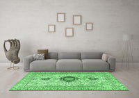 Machine Washable Persian Emerald Green Traditional Rug, wshtr3796emgrn