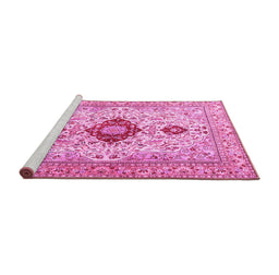 Sideview of Machine Washable Persian Pink Traditional Rug, wshtr3796pnk