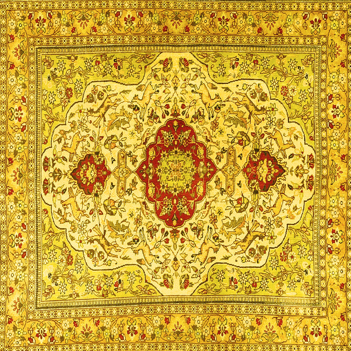 Square Machine Washable Persian Yellow Traditional Rug, wshtr3796yw