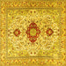 Square Machine Washable Persian Yellow Traditional Rug, wshtr3796yw