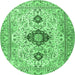 Round Persian Emerald Green Traditional Rug, tr3796emgrn
