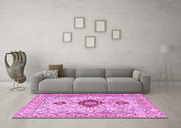 Machine Washable Persian Purple Traditional Area Rugs in a Living Room, wshtr3796pur